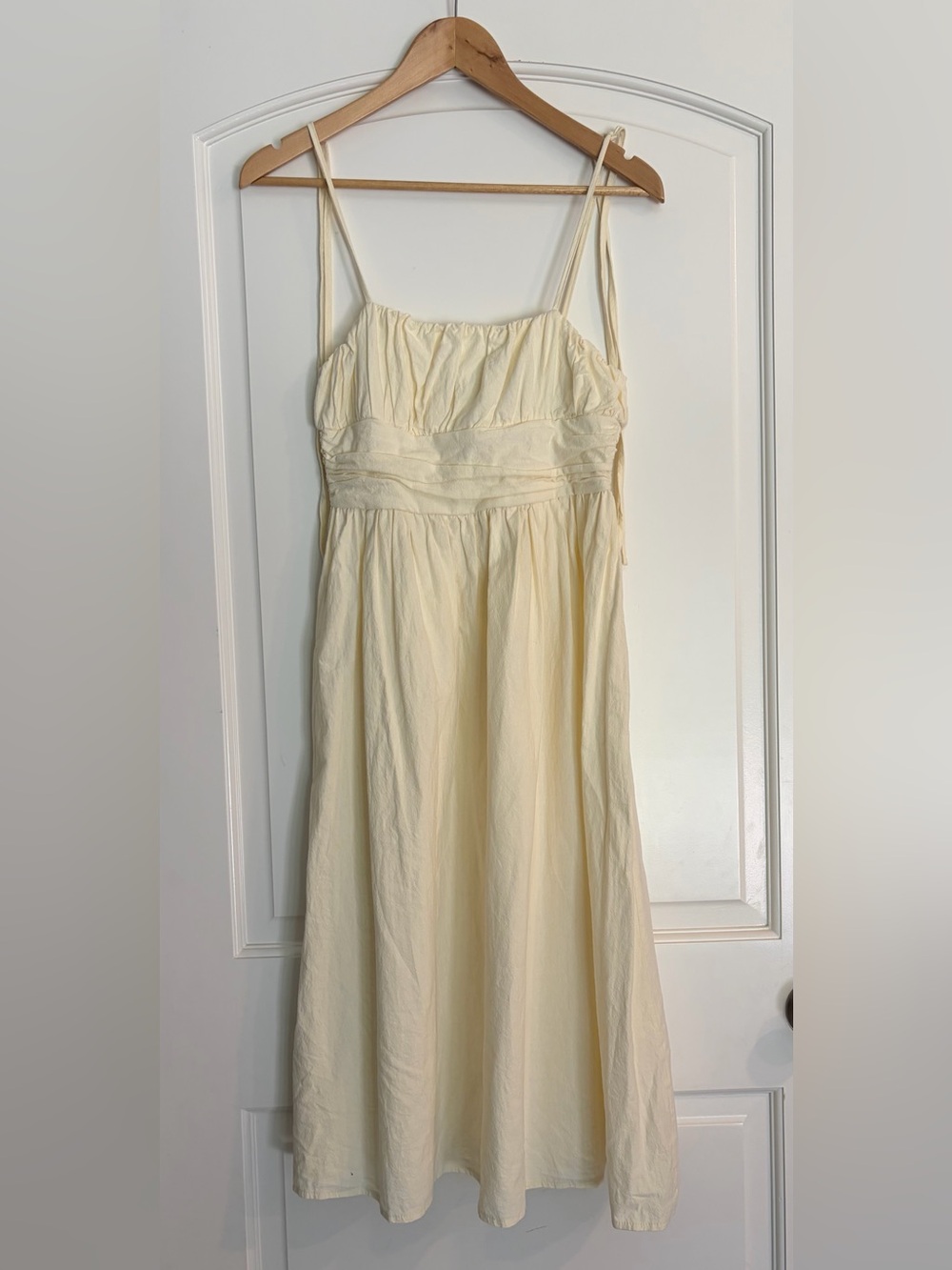 Double Crazy Cotton Cream Spaghetti-Strap Maxi Babydoll Dress Small